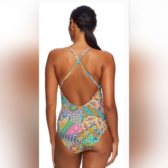 Bleu By Rod Beattie Seriously Sunny One Piece Swimsuit NWOT Size 12 Paisley - Picture 2 of 5